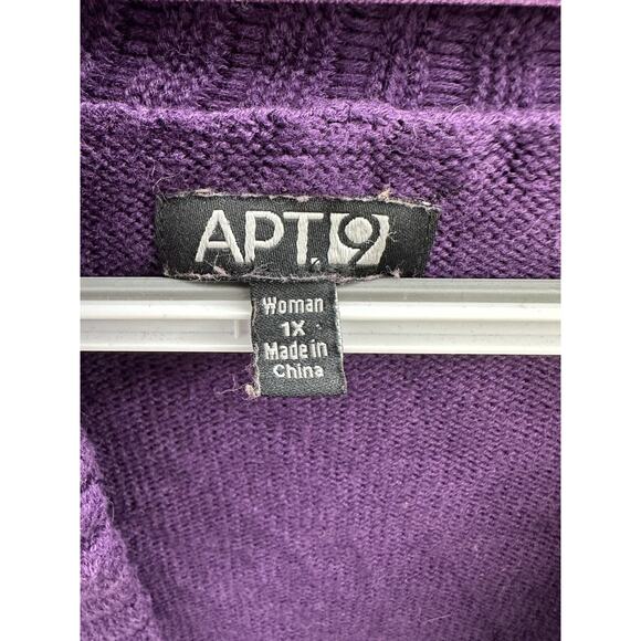 Womens Apt. 9 Cover Up Plus Size 1X Purple 3/4 Sleeve - Picture 5 of 12